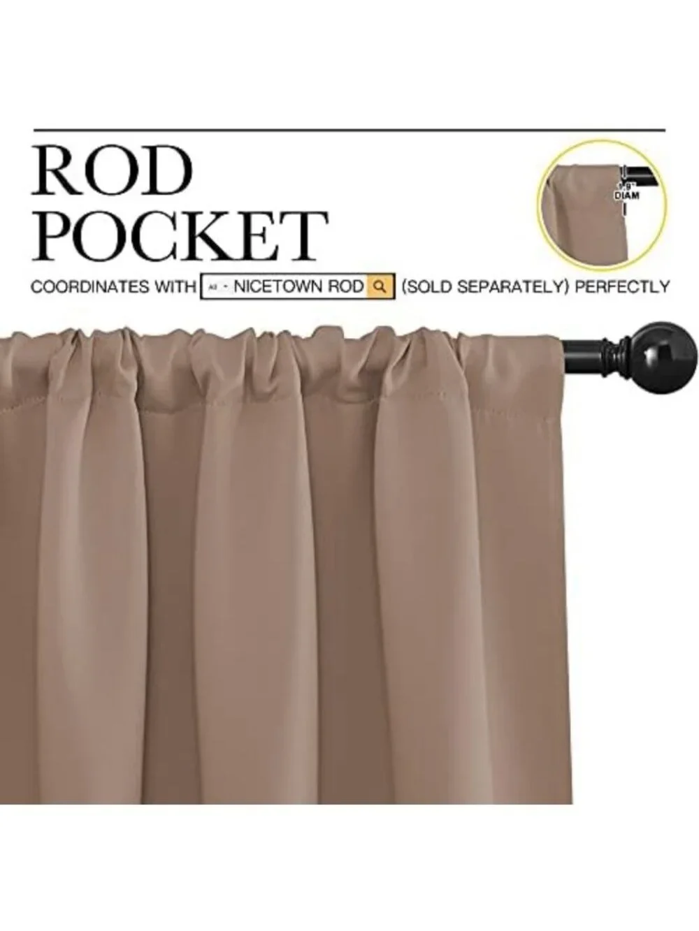 Thermal Insulated Blackout Curtains for Kitchen & Bedroom - Set of 2, 34